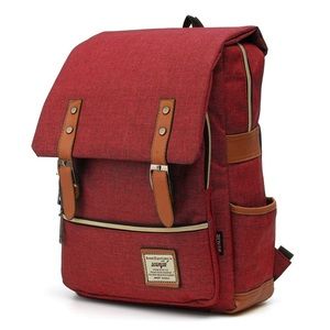 Red Laptop Backpack w/ USB Charging Port for School, Travel, Business